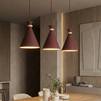 Zero hanglamp hout 3-lichts bordeaux
