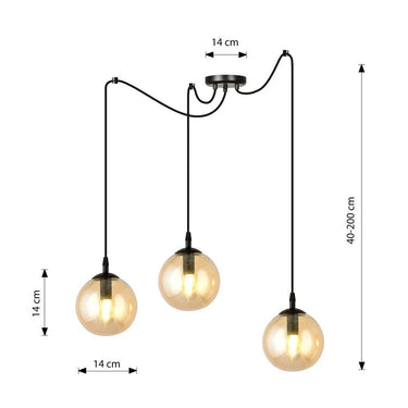 GIGI 3-lichts hanglamp - Amber glas