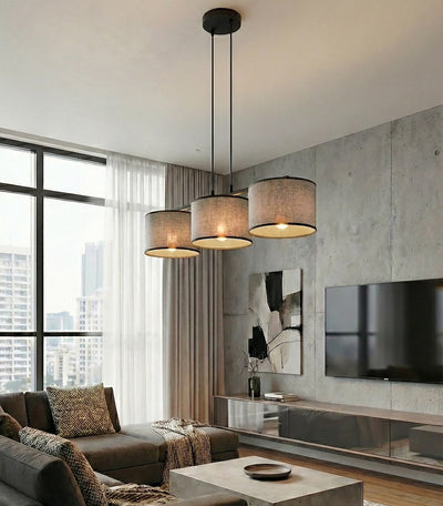 Eco hanglamp textiel 3-lichts grijs