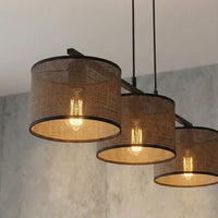 Eco hanglamp textiel 3-lichts bruin