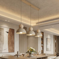 Kaki hanglamp hout 3-lichts mokka naturel