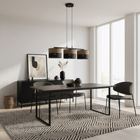 Karbon hanglamp textiel 3-lichts zwart bruin