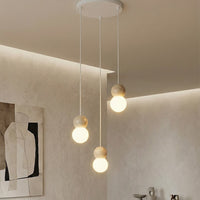 Loop hanglamp wit glas 3-lichts naturel
