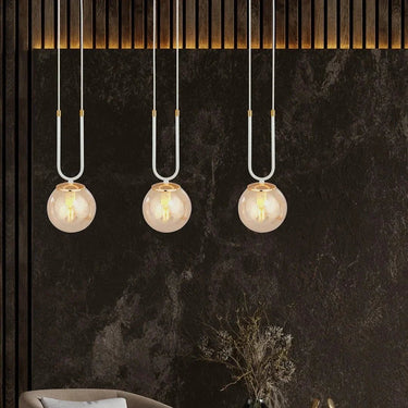 GLAM 3-lichts hanglamp - Amber glas - Wit frame