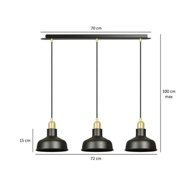 IBOR 3-lichts hanglamp - Zwart goud