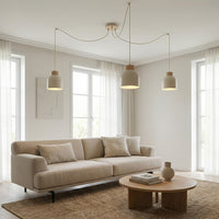 Kru hanglamp hout 3-lichts mokka
