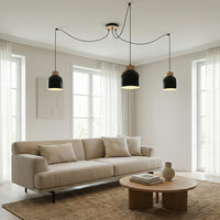 Kru hanglamp hout 3-lichts zwart