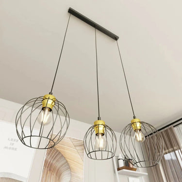 NANDO 3-lichts hanglamp - Zwart goud industrieel