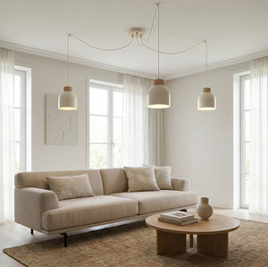 Kru hanglamp hout 3-lichts wit
