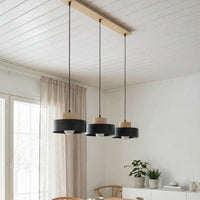 Kivi hanglamp hout 3-lichts zwart