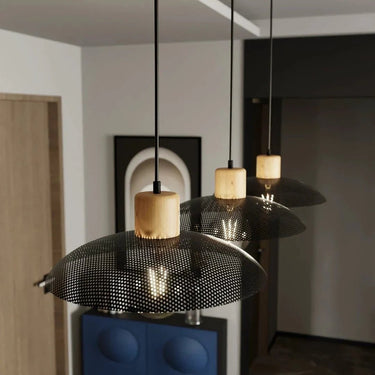 KOBE 3-lichts hanglamp - Zwart metaal hout