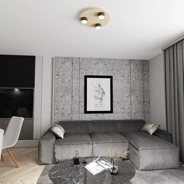 PIXO 3-lichts plafondlamp - Zwart met hout