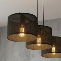 Eco hanglamp textiel 3-lichts zwart
