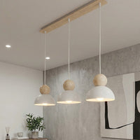 Kaki hanglamp hout 3-lichts wit naturel