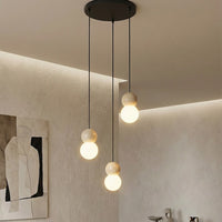 Loop hanglamp wit glas 3-lichts zwart naturel