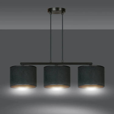 HILDE 3-lichts hanglamp - Zwart fluweel met goud interieur