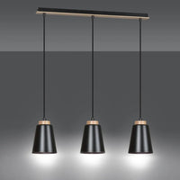 BOLERO 3-lichts hanglamp - Zwart met hout accenten - afbeelding 2