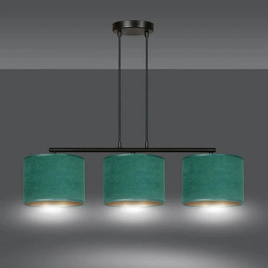 HILDE 3-lichts hanglamp - Groen fluweel