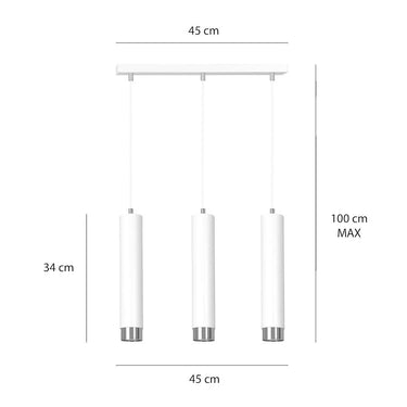KIBO 3-lichts hanglamp - Wit Chroom
