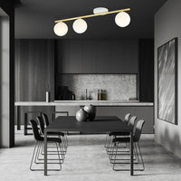 MONZA 3-lichts plafondlamp - Opaalwit glas - Wit-goud - afbeelding 2