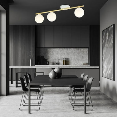 MONZA 3-lichts plafondlamp - Opaalwit glas - Wit-goud