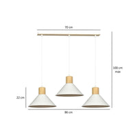 ROWEN 3-lichts hanglamp - Wit metaal hout - afbeelding 2