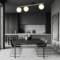 MONZA 3-lichts plafondlamp - Wit glas - Zwart gouden frame - afbeelding 2