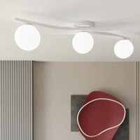 OPUS 3-lichts plafondlamp - Wit glas plafondlamp met ronde bol - afbeelding 5