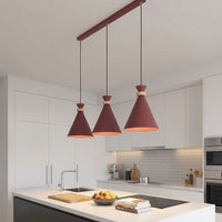 Zero hanglamp hout 3-lichts bordeaux