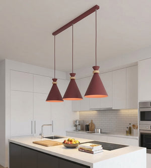 Zero hanglamp hout 3-lichts bordeaux