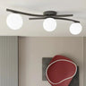 Mooier Thuis - OPUS 3-lichts plafondlamp - Wit glas - Zwart frame plafondlamp met ronde bol - 84 cm breed
