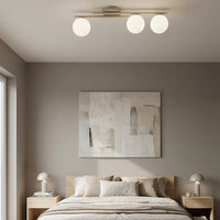 Kairo plafondlamp opaalwit glas 3-lichts mokka
