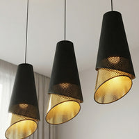 Moda hanglamp textiel 3-lichts zwart goud