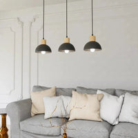 SECO 3-lichts hanglamp - Zwart met hout - afbeelding 2