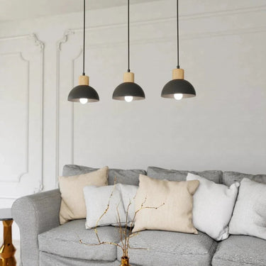 SECO 3-lichts hanglamp - Zwart met hout