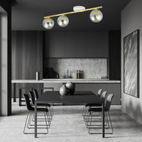 MONZA 3-lichts plafondlamp - Smoked glas - Wit-goud - afbeelding 2