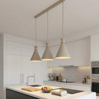 Zero hanglamp hout 3-lichts mokka hanglamp met lampenkap - afbeelding 5