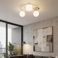 Sopra plafondlamp opaalwit glas 3-lichts mokka plafondlamp met ronde bol - afbeelding 5