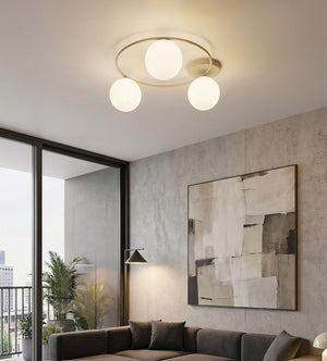 Sopra ceiling lamp opal white glass 3-light mocha