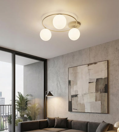 Sopra plafondlamp opaalwit glas 3-lichts mokka