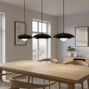 SKIN 3-light pendant lamp - Black frame white glass