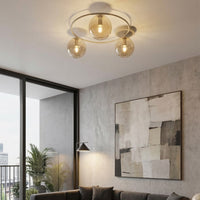 Sopra plafondlamp amber glas 3-lichts amber plafondlamp met ronde bol - afbeelding 5