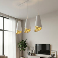 Moda hanglamp textiel 3-lichts wit goud hanglamp met lampenkap - afbeelding 5