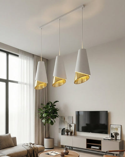 Moda hanglamp textiel 3-lichts wit goud