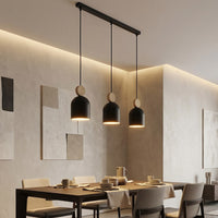 Mesi hanglamp hout 3-lichts zwart naturel hanglamp met lampenkap - afbeelding 5