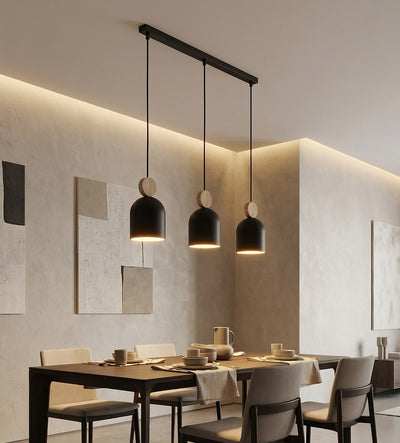 Mesi hanglamp hout 3-lichts zwart naturel