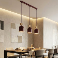 Mesi hanglamp hout 3-lichts bordeaux naturel hanglamp met lampenkap - afbeelding 5