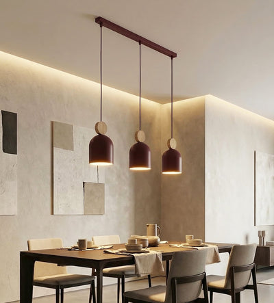 Mesi hanglamp hout 3-lichts bordeaux naturel