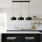 TORIN 3-lichts hanglamp - Zwart met hout hanglamp met lampenkap - afbeelding 6