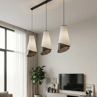 Moda hanglamp textiel 3-lichts grijs zwart hanglamp met lampenkap - afbeelding 5
